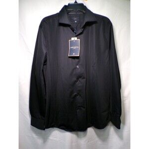 Marc Asher New York Men's Black Dress Shirt Long Sleeve Button Front XL